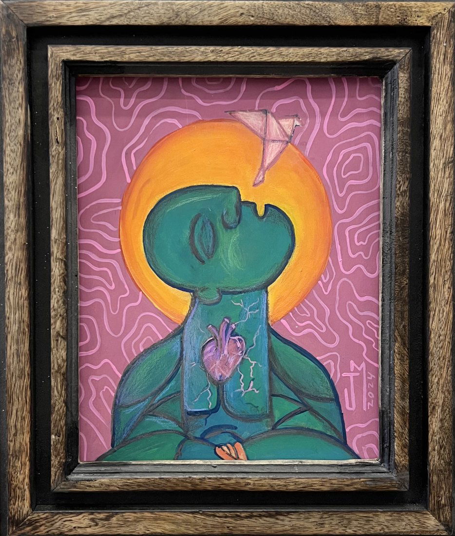 Mexican Cubist Mayan Motif Abstract, Signed (1 of 3)