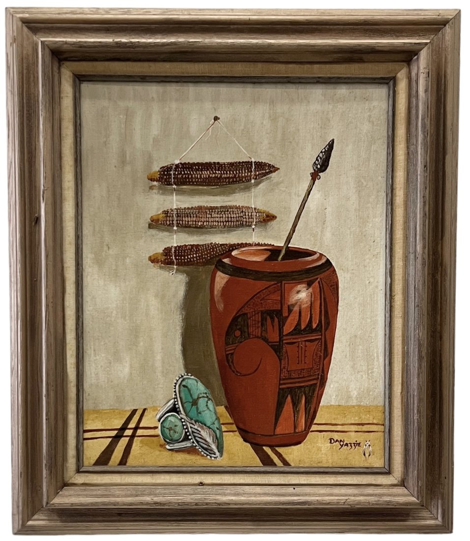 DANIEL YAZZIE (1954-2022, Native American ) Southwestern Still Life, Navajo: Oil on canvas 16 x 20 in