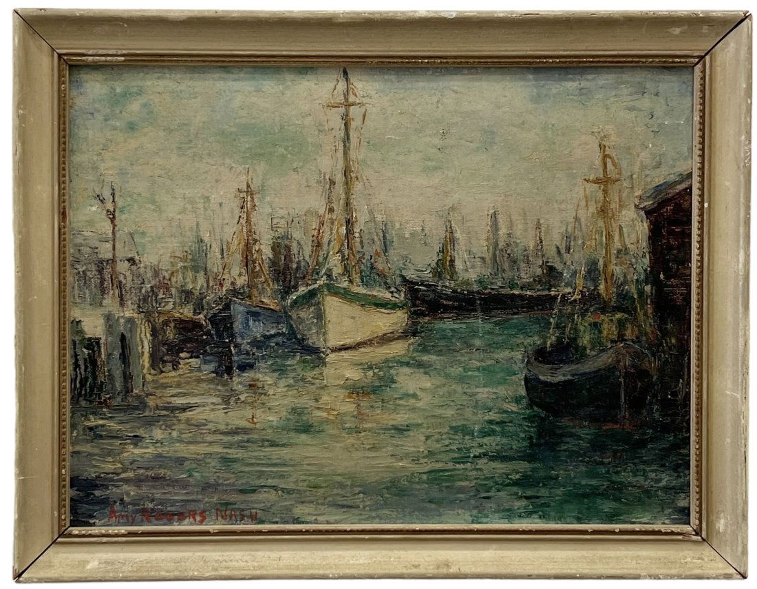 AMY ROGERS NASH (20th c, American) Rockport School Harbor Scene (1 of 2)