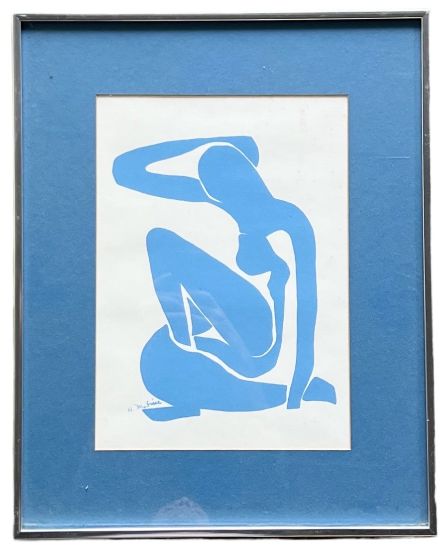 Vintage Henri Matisse "Blue Nude" Serigraph Print: Size 20 x 16 in (framed)