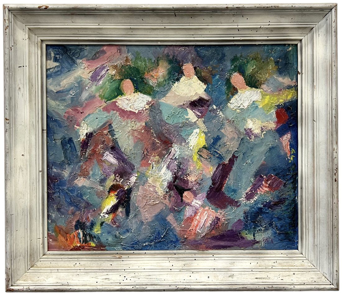 Mid-Century Modern Abstract w/ Figures, Unsigned (1 of 3)