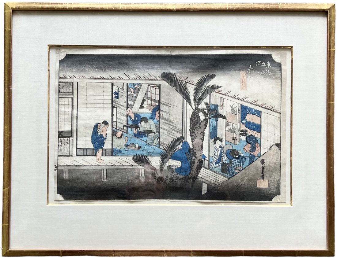 Ando Hiroshige Japanese Woodblock Print, Inn (1 of 3)
