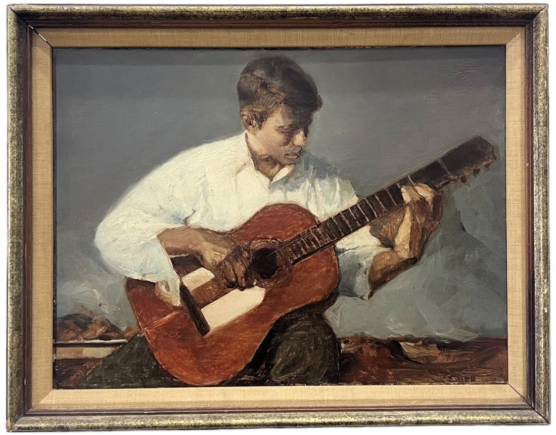 ZVI SHOR (1898-1979, Israel) Guitar Player (1 of 3)