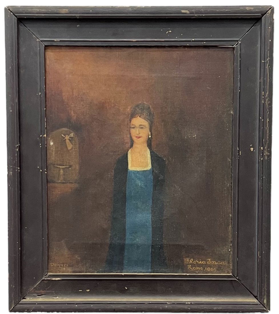 Primitive Antique Italian Portrait Of A Woman Signed Donati "Floria Josca, Rome 1800" (1 of 3)