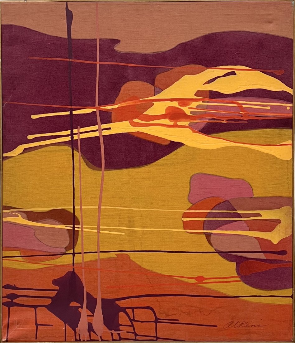 ROSALIE ATKINS (20th c, American) Abstract West Virgina, Jupiter Florida Artist: 42 x 36 in. Mixed media on canvas