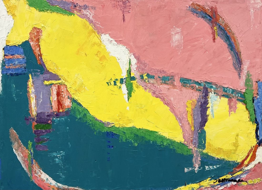 Large Vintage Heavy Impasto American Abstract Painting Signed Weissman: Acrylic on canvas 48 x 36 in