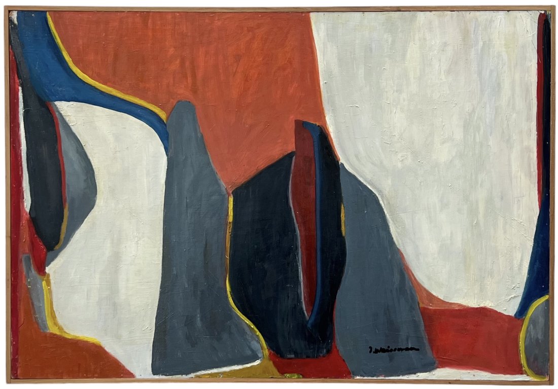 Large Mid-Century Modern American Abstract Signed Weissman (1 of 4)