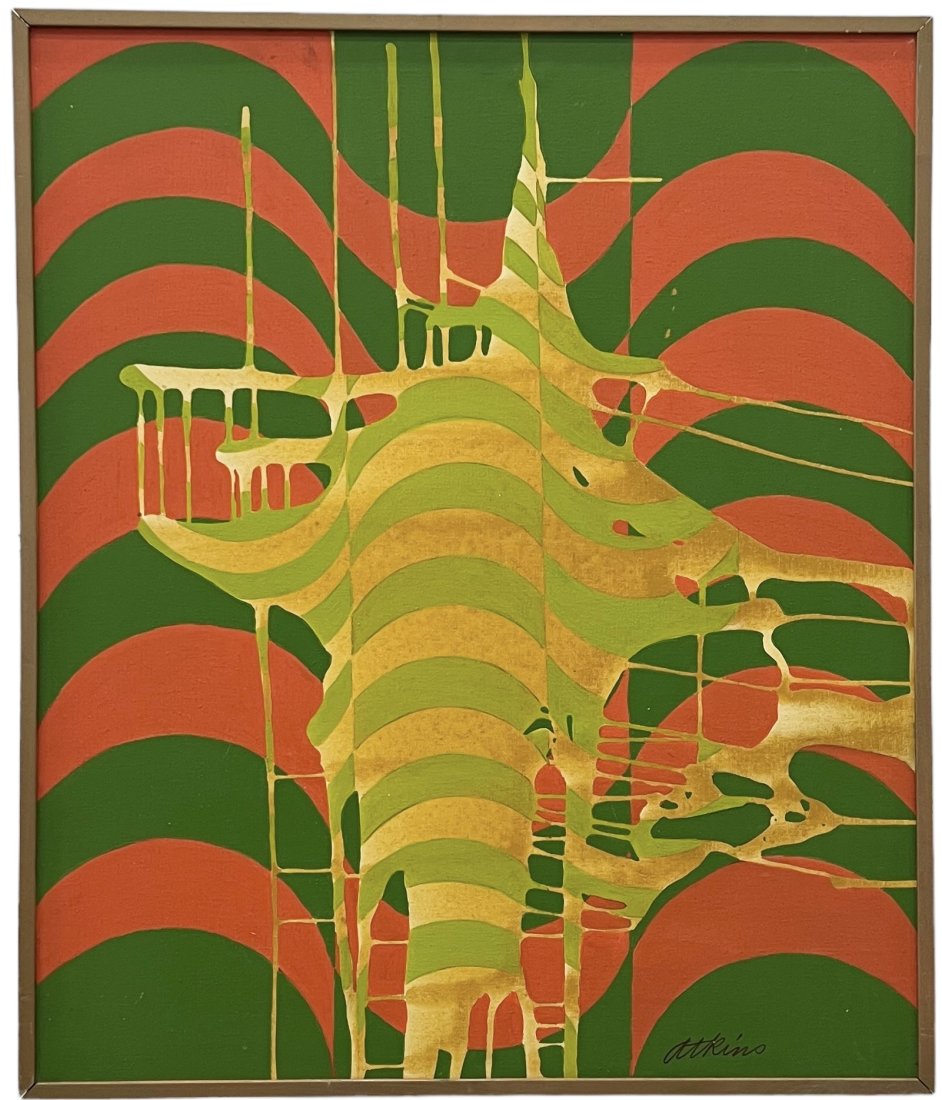 ROSALIE ATKINS (20th c, American) Abstract West Virgina, Jupiter Florida Artist: Mixed media on canvas 39 x 33 in
