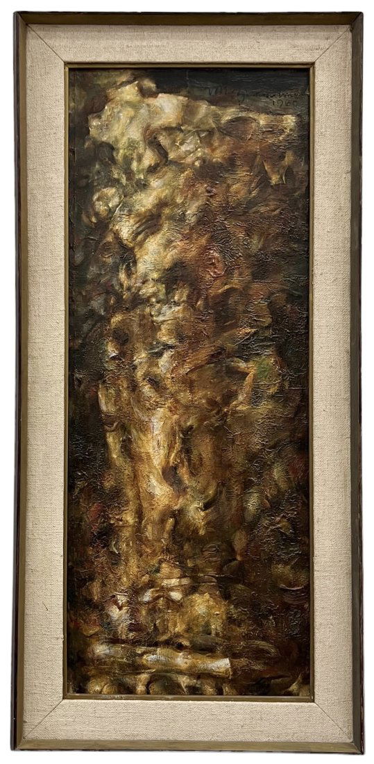 Large Mid-Century Modern Brutalist Abstract Painting, Signed (1 of 6)