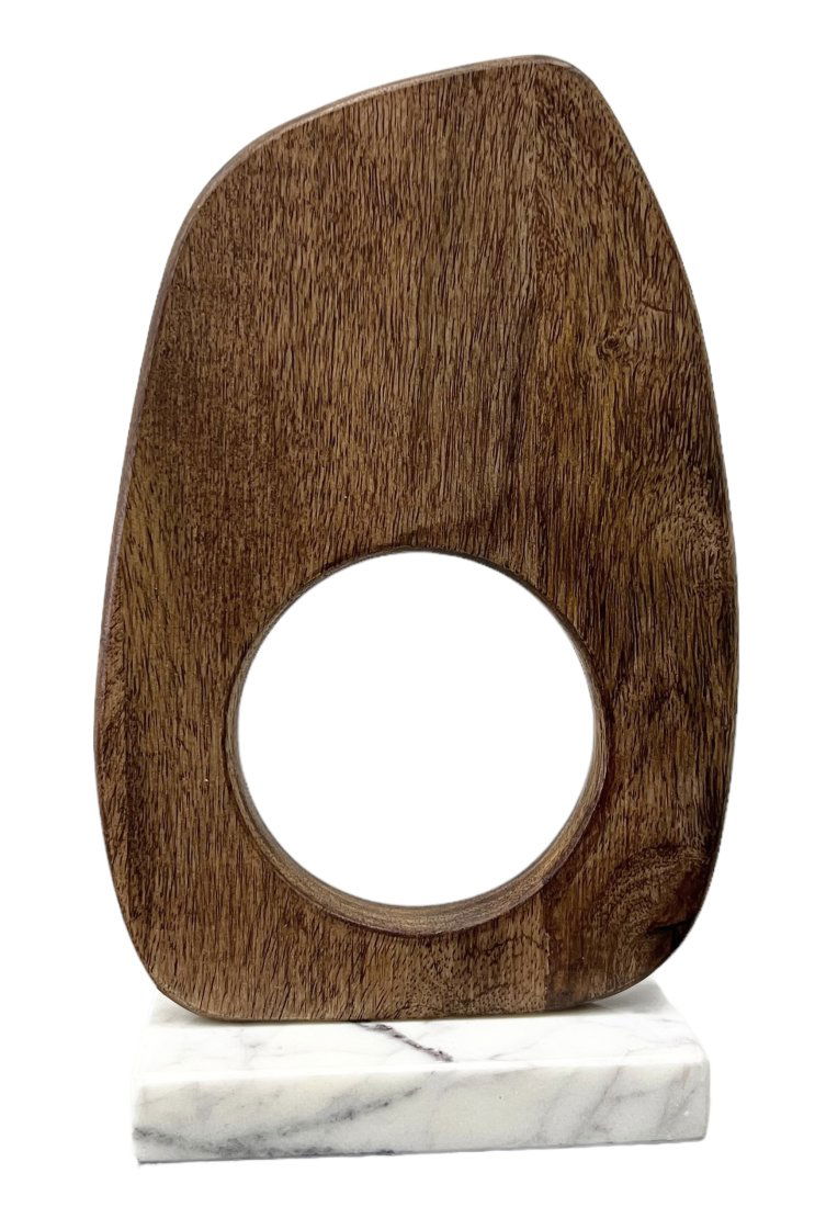 Contemporary Wood Abstract Sculpture On Marble Base (1 of 1)