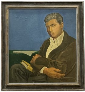 RICHARD SPEYER (20th c, American) Modernist Portrait Of A Man, Nicely Framed