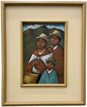 ARTURO NIETO (20th c, Ecuador) Family In Mountains