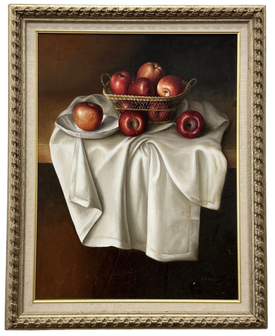 Vintage Latin American School Still Life Of Apples, Signed (1 of 4)