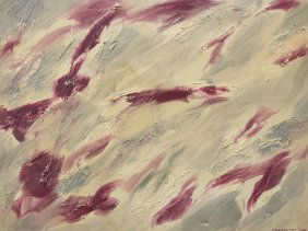 Vintage Large Japanese Abstract Expressionist Painting, Signed