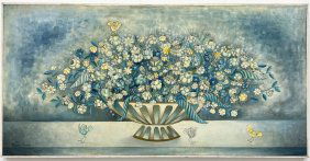 ALEJANDRO CAMARENA (1942-2011, Mexico) Flowers & Birds Still Life 1971, Large