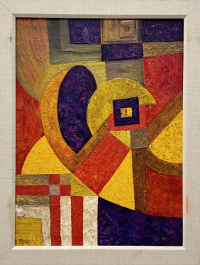 Modernist Heart Abstract Painting, Signed