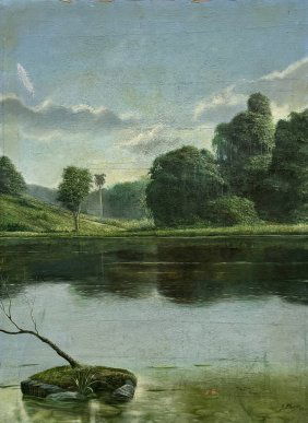 LUIS TORRES (20th c, Cuba) Cuban Lake Landscape