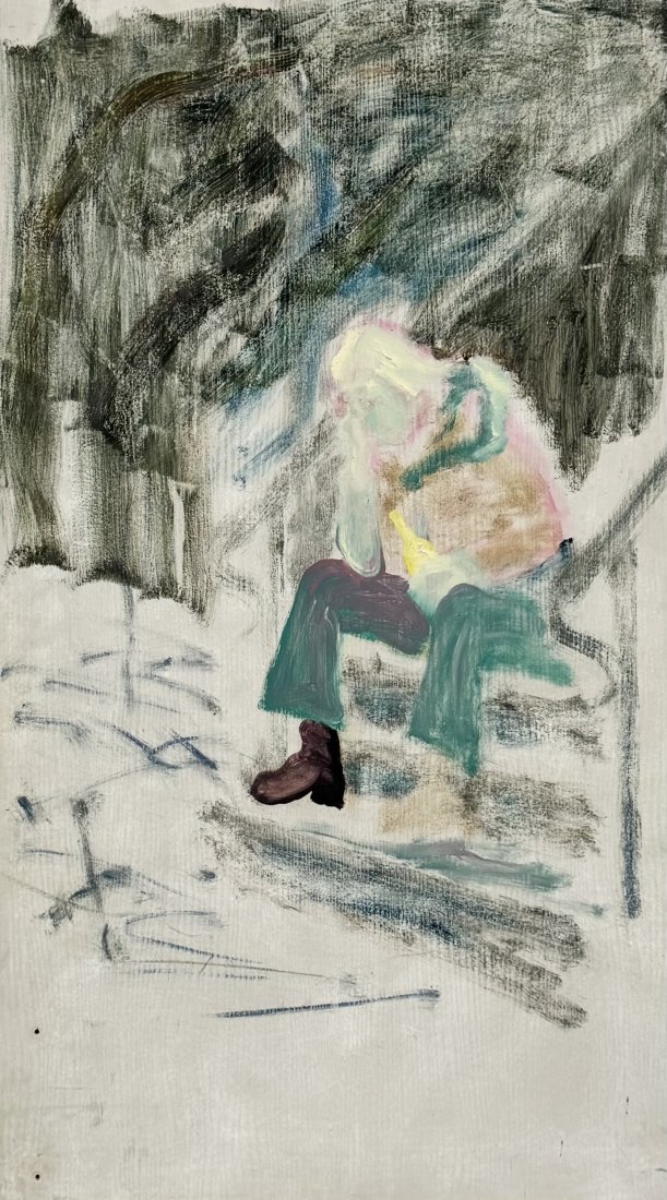 LUTZ BRAUN (b. 1973, Germany) Seated Figure: Acrylic on panel 42 x 24 in