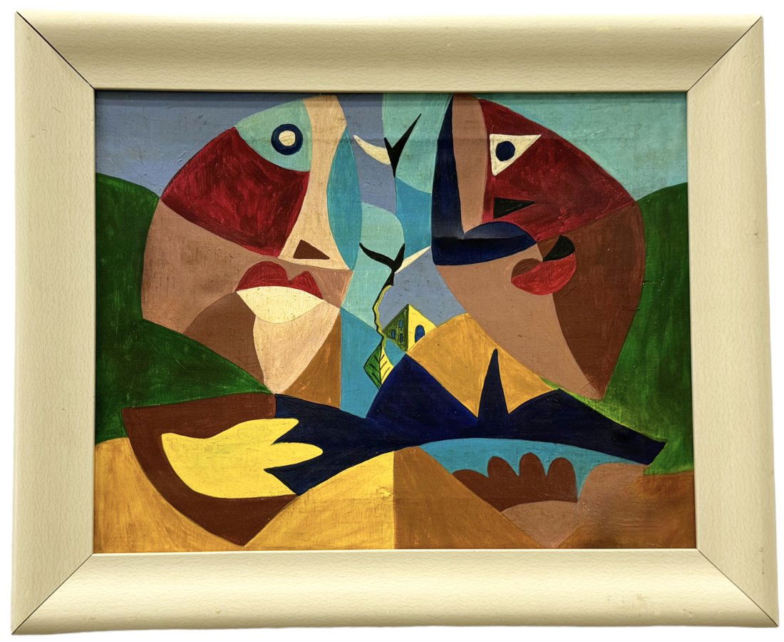 Mid-Century Modern Abstract Painting, Unsigned (1 of 2)