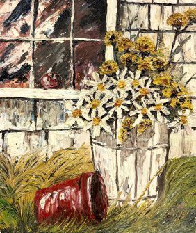 American School Country Still Life Of Flowers, Unsigned