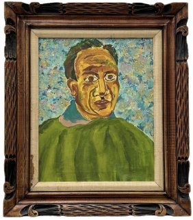 Mid Century Expressionist American Portrait Of A Man, Unsigned