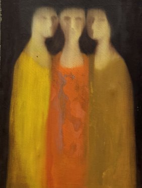 PAT SHANK (20th c, American) "The Sisters" Los Angeles Artist, Mid-Century