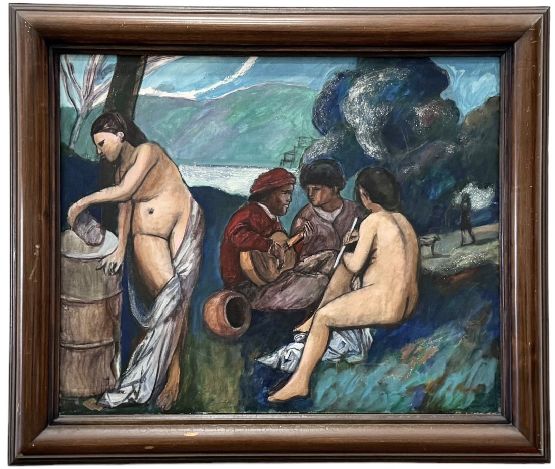 LUIS GUEVARA MORENO (1926-2010, Venezuela/Spain) Exhibited Caracas Museum 1980: Luis Guevara Moreno (1926 - 2010) was active/lived in Spain, Venezuela. Oil on canvas 39 x 32 in. 48 x 41 in (framed). Exhibited Caracas Museum 1980. Museo De Arte Contemporaneo de Caracas