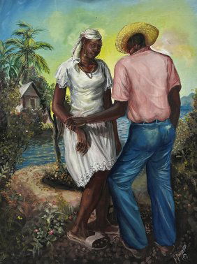 GUY JOURDAIN (20th c, Haiti) Couple Dancing On The Beach