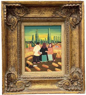 Serbian Folk Art Painting, Signed Jugovic