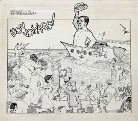 Interesting Bremen Gemany Ink Drawing With Various Signatures Dated 1936