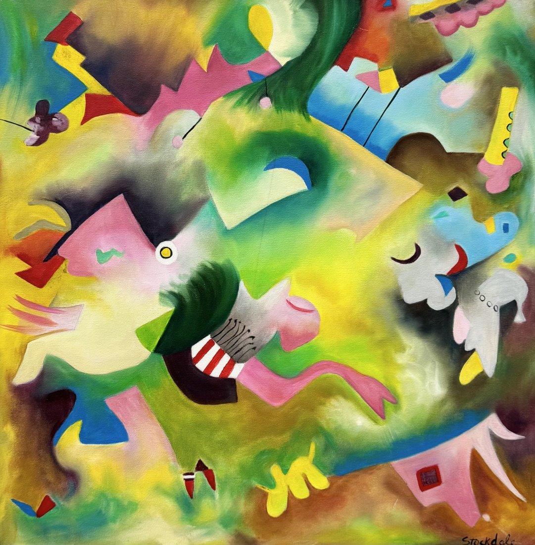 ANN STOCKDALE (20th c, American) Abstract, Miami Artist: Oil on canvas 24 x 24 in