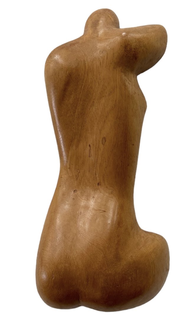 Mid-Century Modern American Nude Carved Wood Wall Sculpture: 24 x 11 x 6 in