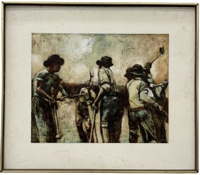 LEWIS SHER (1922-2011, American) Railroad Workers