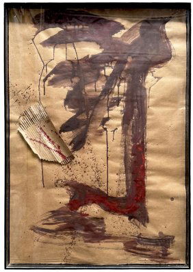 Nicely Framed Mid-Century Abstract & Collage Action Painting, Artist Unknown