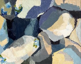 Vintage American School Abstract Painting, Unsigned Heavy Impasto