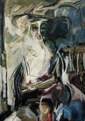 LARRY HEALD (20th c, American) Large Abstract With Figure