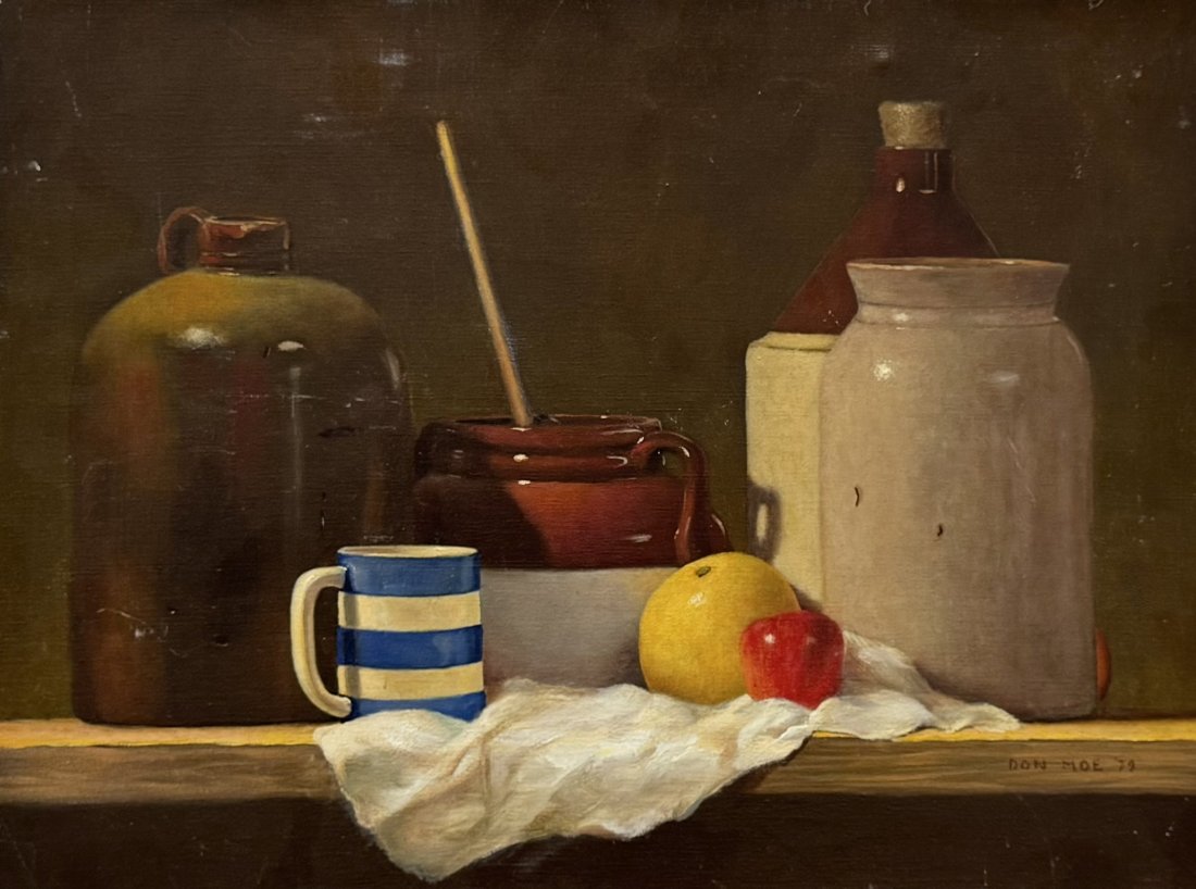 DON MOE (20th c, American) Still Life: Oil on canvas 24 x 18 in