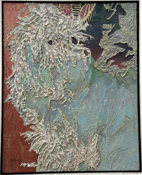 DEBBIE KATZ (20th c, American) Abstract, Checkers 1976, Heavy Impasto