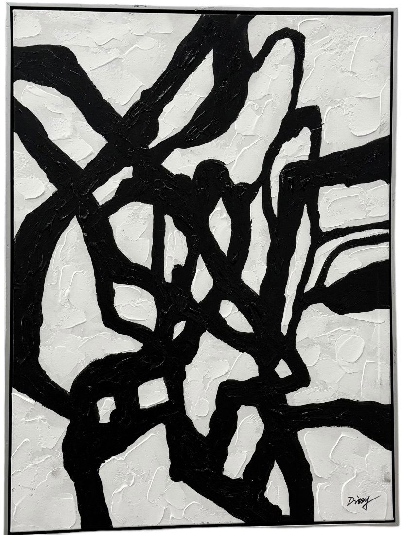 Large Contemporary Black & White Abstract Painting, Signed Heavy Impasto (1 of 3)