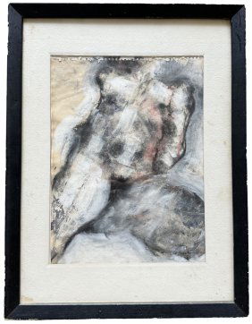 Mid-Century Biomorphic Erotic Abstract Painting, Signed