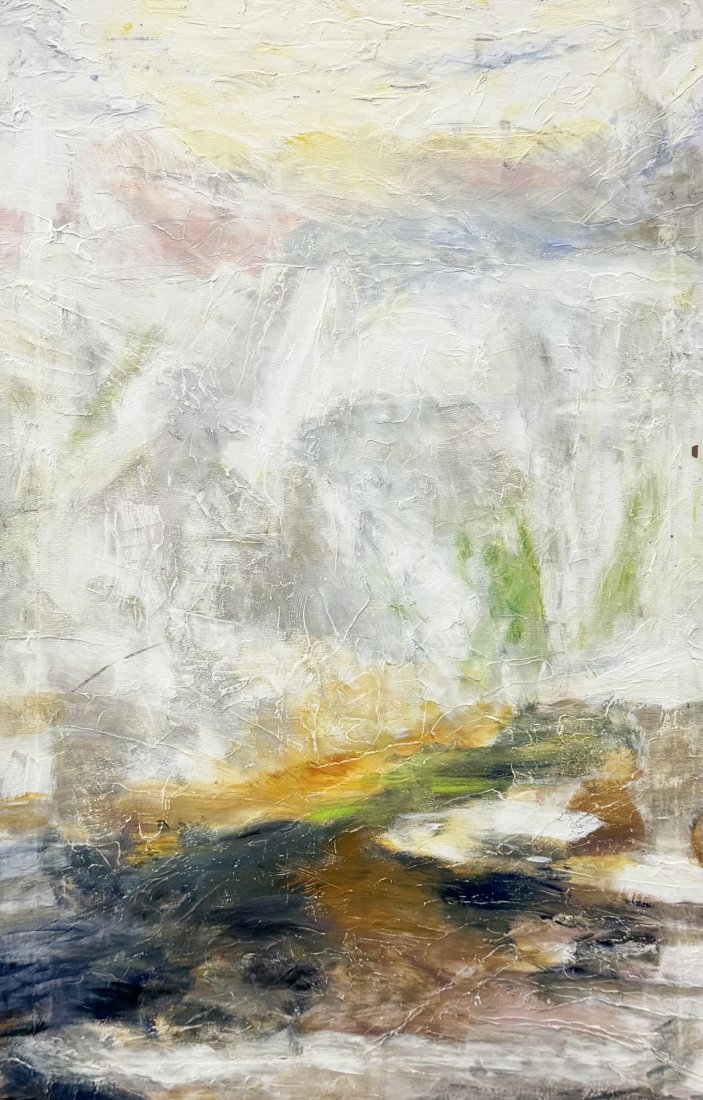 ROCHELLE HAFT (21st c, American) Florida, NYC, Woman Artist Shoreline Abstract: Acrylic on canvas 36 x 24 in