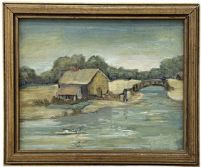 American Impressionist Pennsylvania School Landscape Painting, Unsigned
