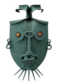 MIGUEL MESANZA Coated Metal Mask Wall Sculpture, Miami Artist