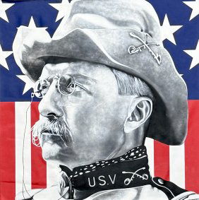 CESAR BELTRAN (20th c, Cuban) Teddy Roosevelt Monumental Portrait, Florida City Artist