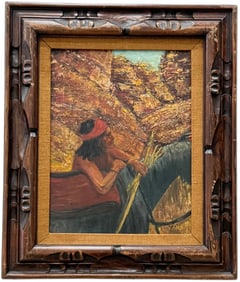 Southwestern Native American School Indian With Horse Near Mesa, Signed