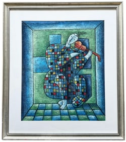 BENYAMIN LONG (20th c, Israeli) Figure Playing Violin