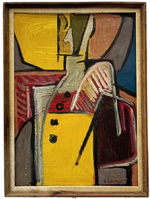 European School Cubist Abstract Painting, Signed