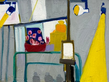 American Modernist Still Life Painting With Flowers