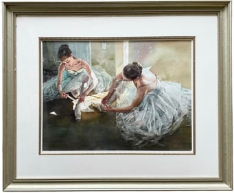 Russian School Watercolor Of A Ballerina, Signed Nicely Framed