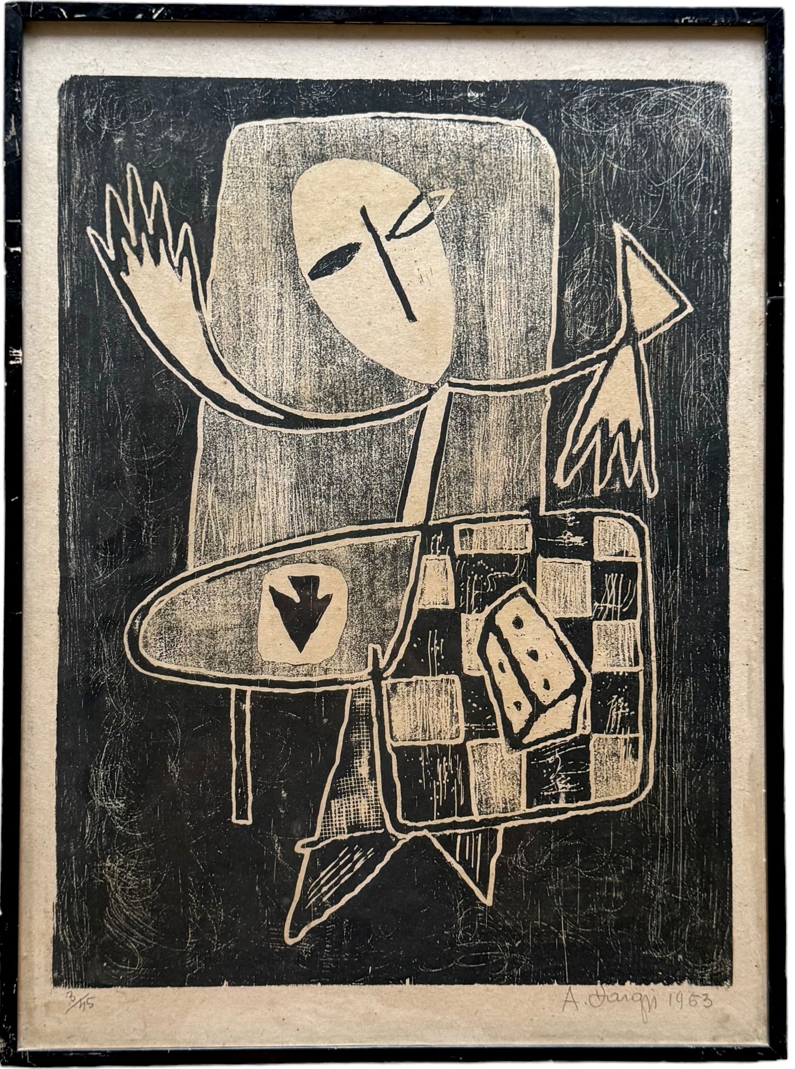 Mid-Century Modern Pencil Signed Abstract , Etching (1 of 4)